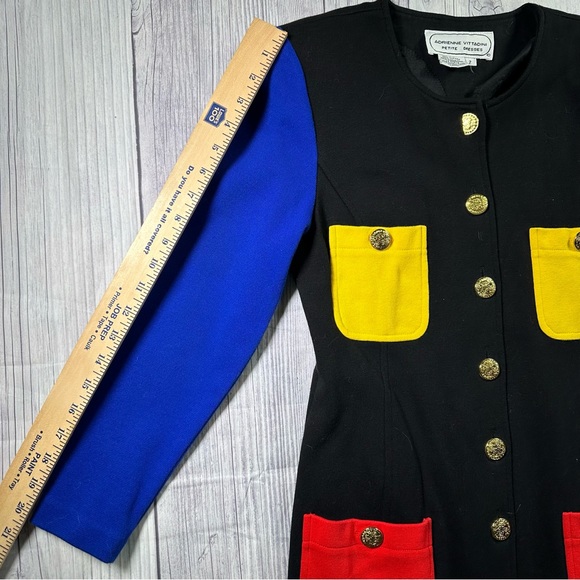 Vintage Adrienne Vittadini 100% Cotton Color Block Dress - Picture 6 of 9